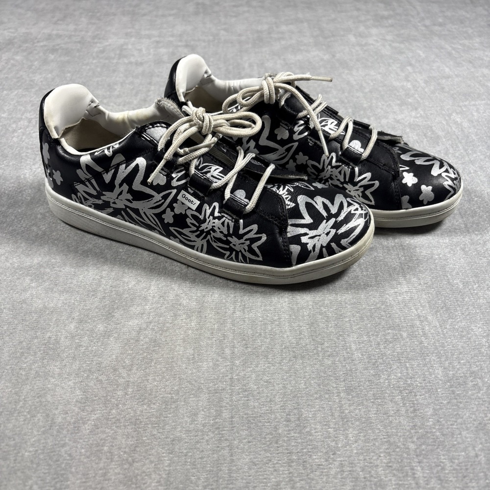 Goats Womens 8 Sneakers Black Silver Sharpie Floral Low Top Shoes